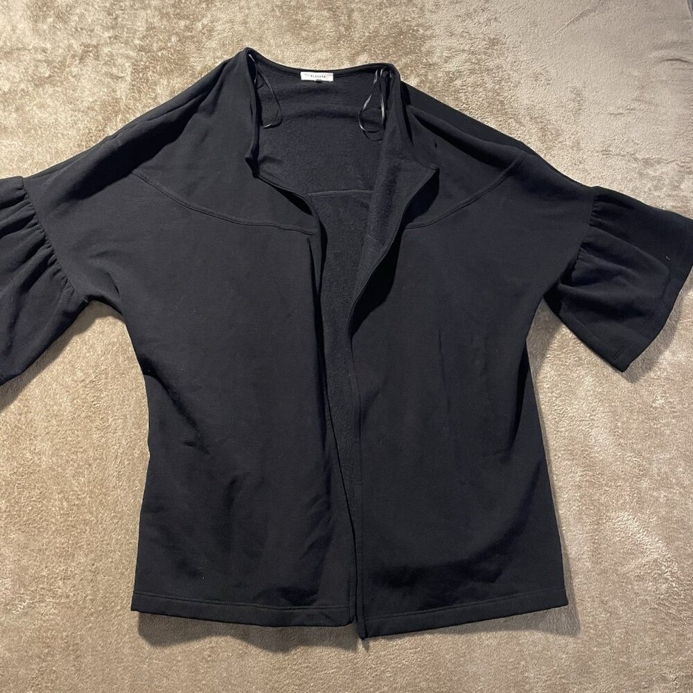Pleione Cardigan Womens XL Black Bell Sleeve Open Front Sweater Soft Casual